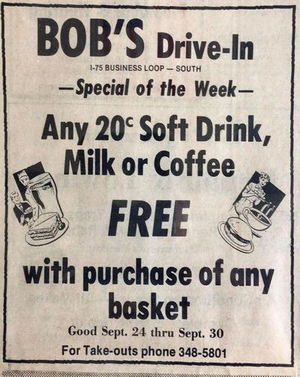 Days Drive-In (Bobs Drive-In) - Old Ad For Bobs